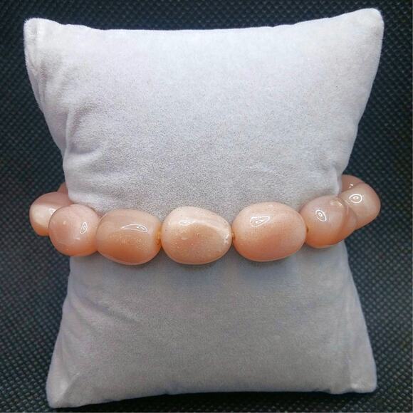 Sunstone Bracelet Gemstone Pebble Nugget 12mm Beaded Handmade Stretch NEW - Picture 1 of 10